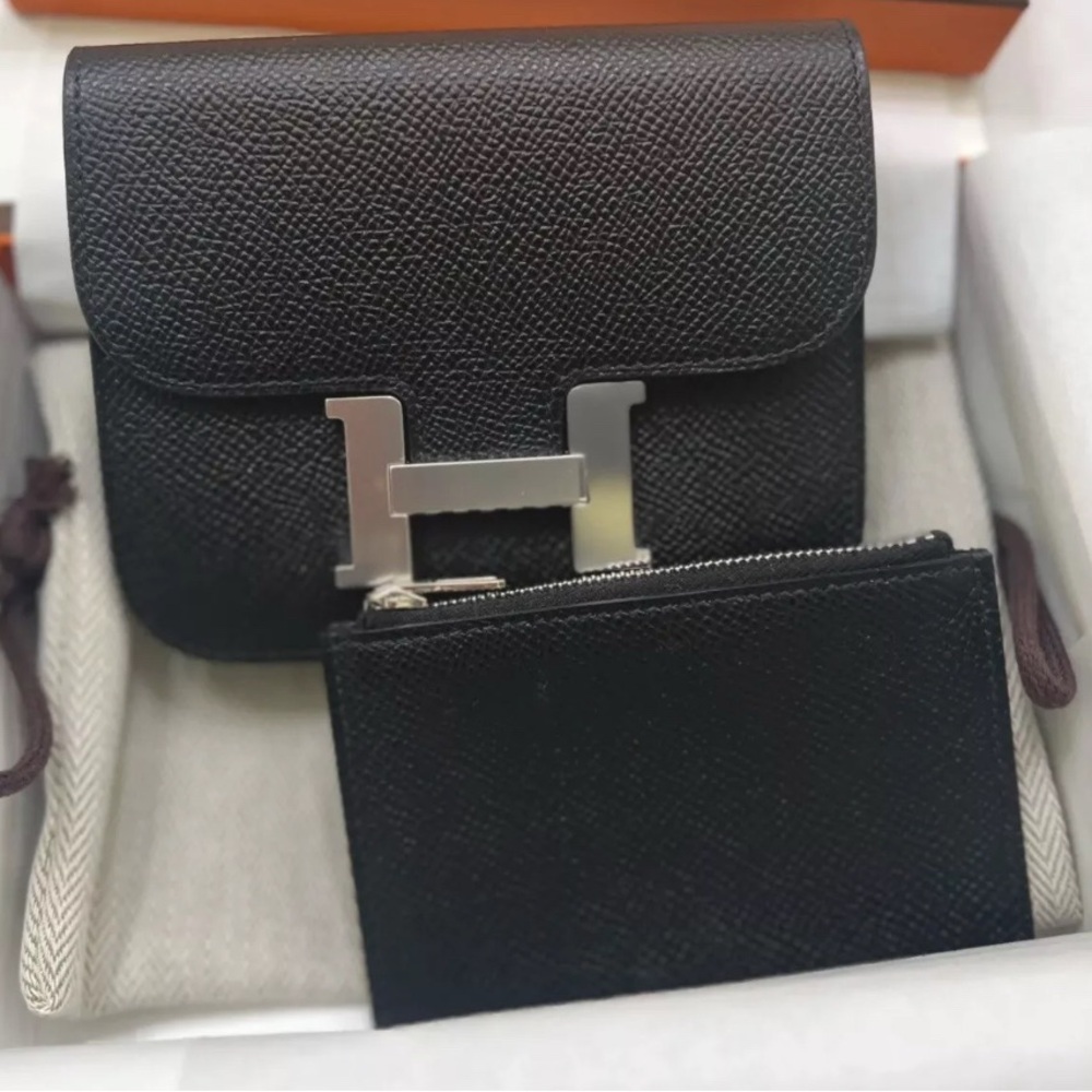 Hermes Black Mini Bag with Iconic H Claspblack silver hardware constance slim wa